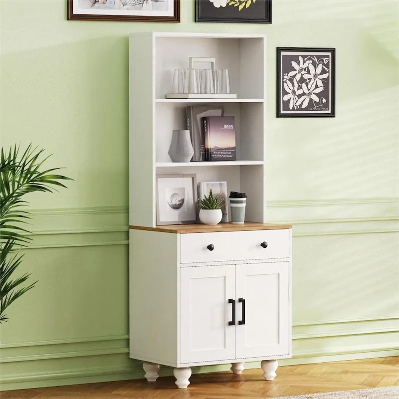Farmhouse Storage Cabinet with 4 Solid Wood Gourd-Shaped Legs