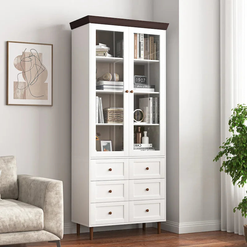 Armoire de rangement en MDF blanc, armoires de cuisine hautes
