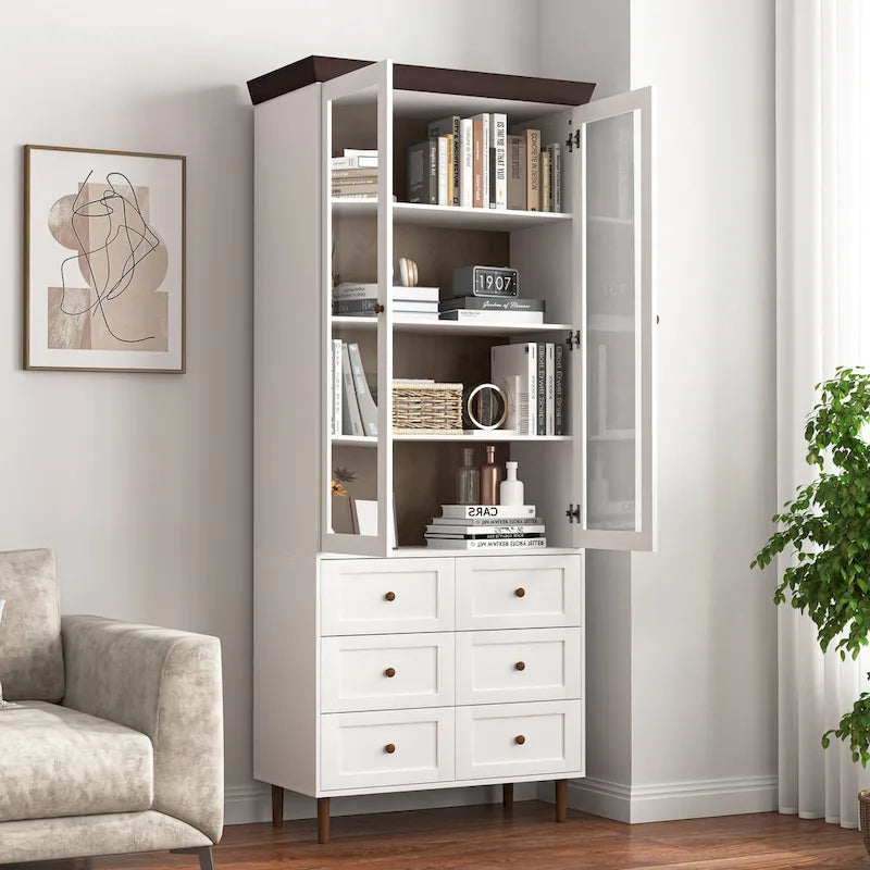 Armoire de rangement en MDF blanc, armoires de cuisine hautes