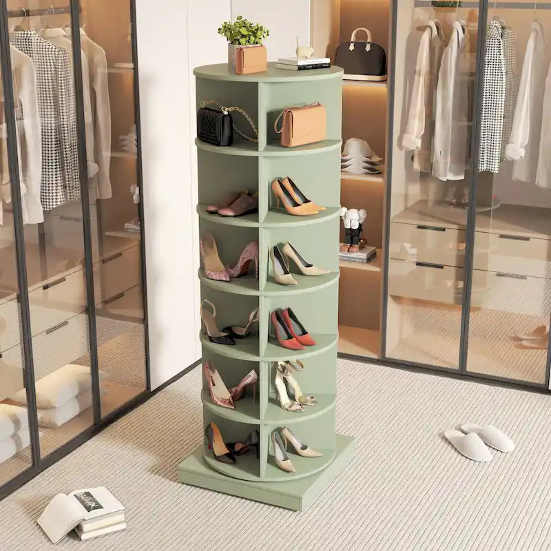 Armoire à chaussures rotative bleue 360 à 6 niveaux