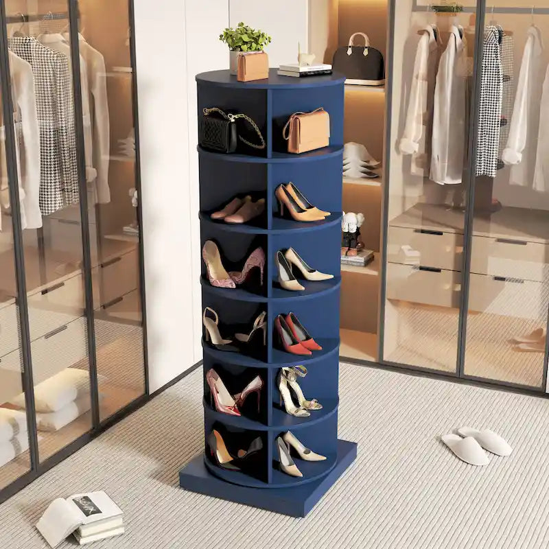 Blue 360 Rotating shoe cabinet 6 layers