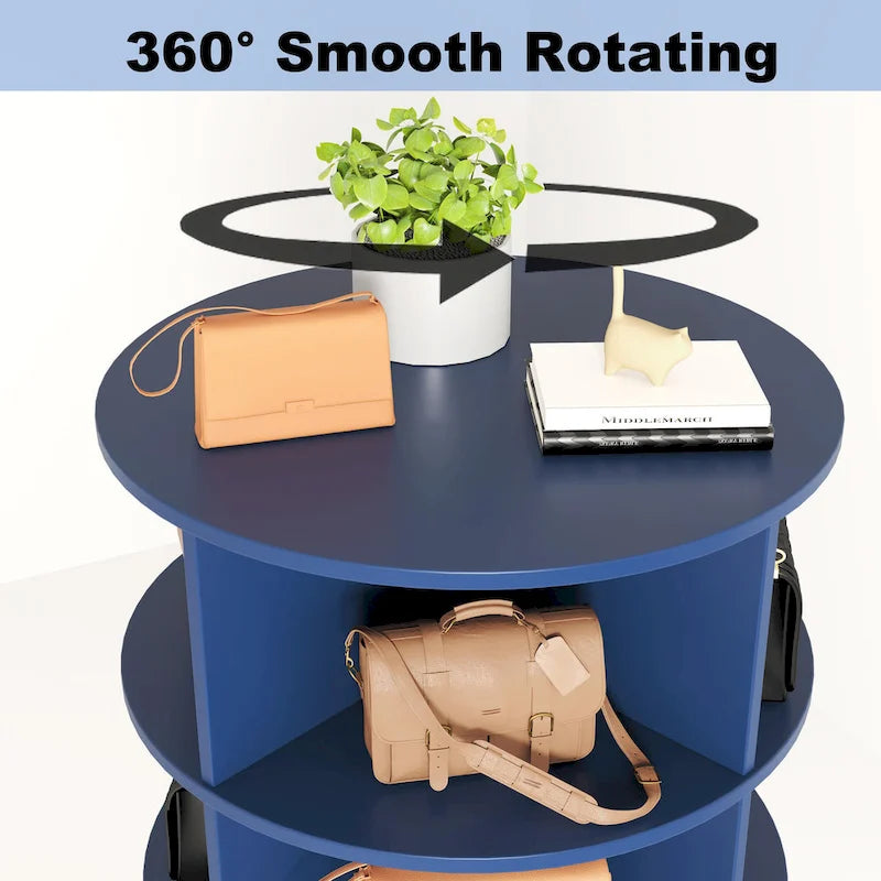 Armoire à chaussures rotative bleue 360 à 6 niveaux