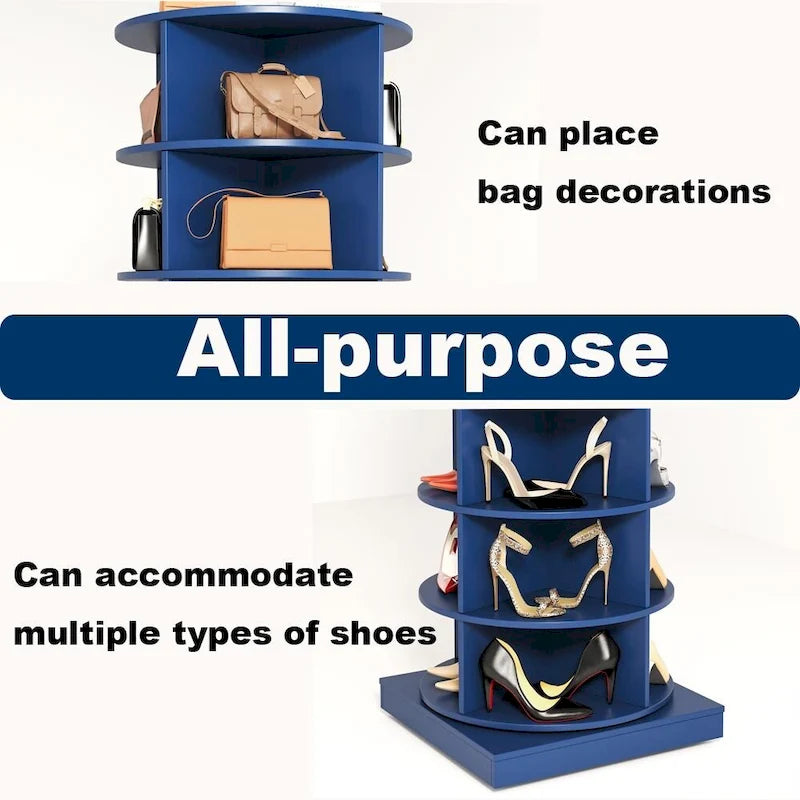 Armoire à chaussures rotative bleue 360 à 6 niveaux