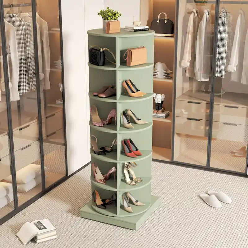 Armoire à chaussures rotative bleue 360 à 6 niveaux