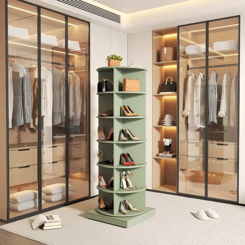 Armoire à chaussures rotative bleue 360 à 6 niveaux