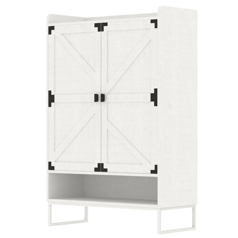 Meuble à chaussures avec portes, étagère de rangement à 6 niveaux avec tablettes ajustables