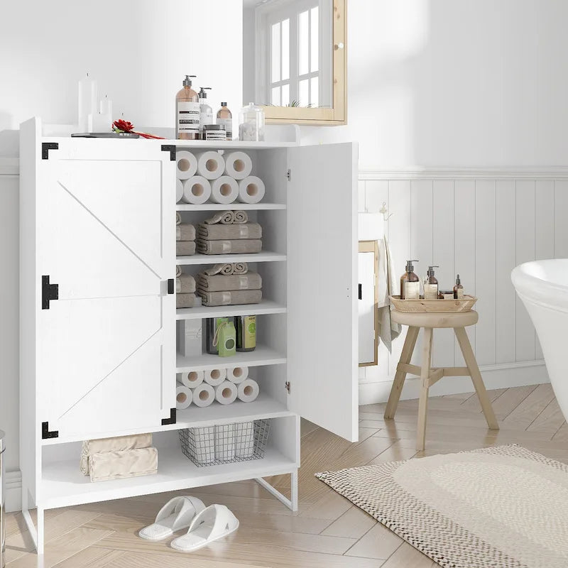 Meuble à chaussures avec portes, étagère de rangement à 6 niveaux avec tablettes ajustables