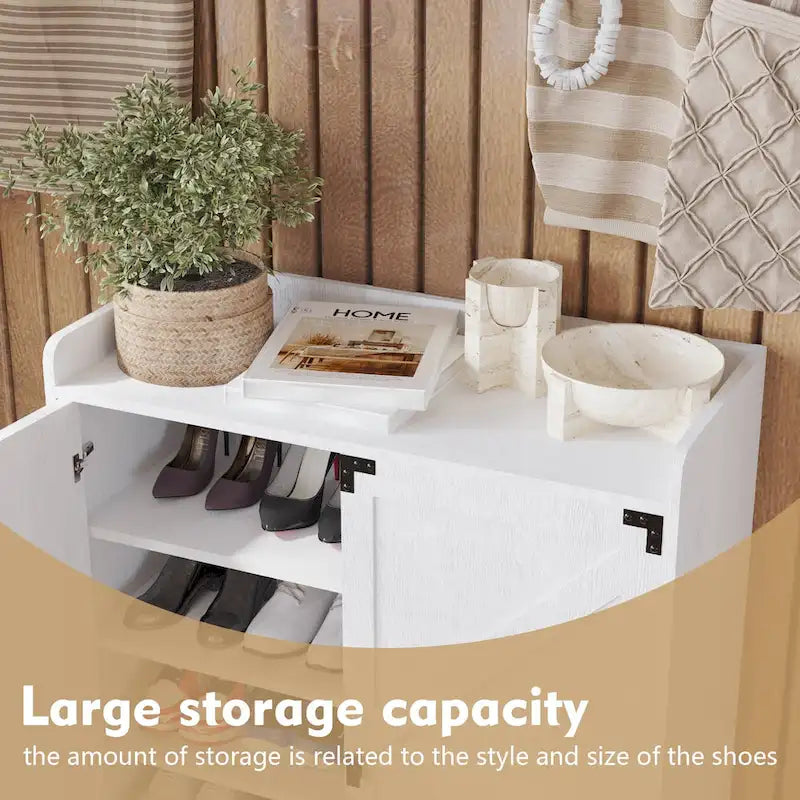 Meuble à chaussures avec portes, étagère de rangement à 6 niveaux avec tablettes ajustables