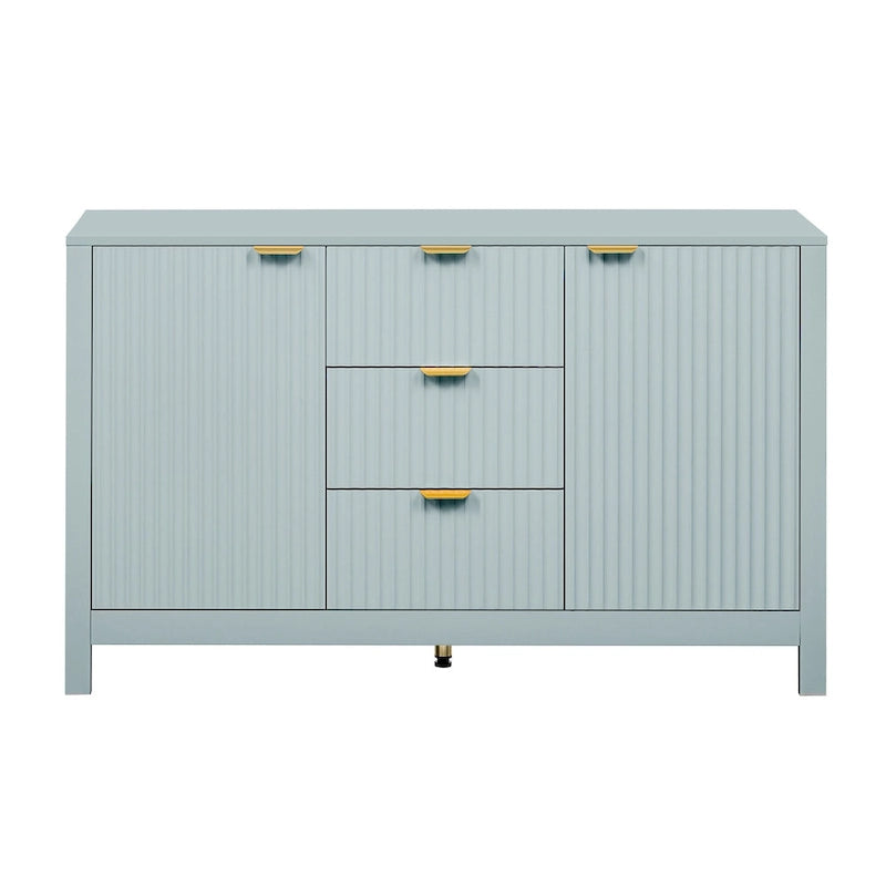 Meuble Buffet Bahut avec Design Vague, 3 Étagères Réglables et 3 Tiroirs