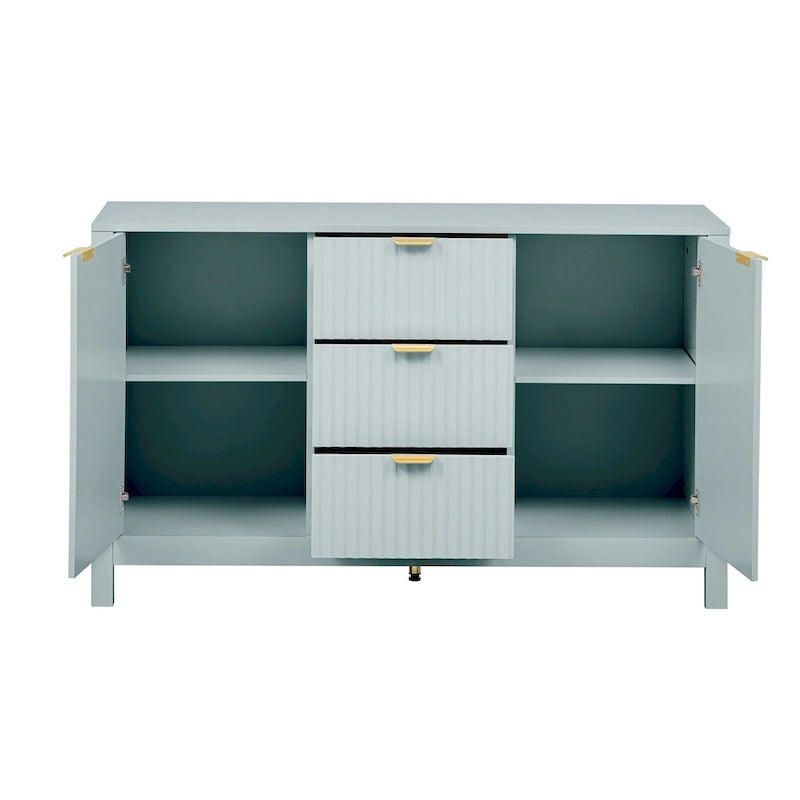 Meuble Buffet Bahut avec Design Vague, 3 Étagères Réglables et 3 Tiroirs