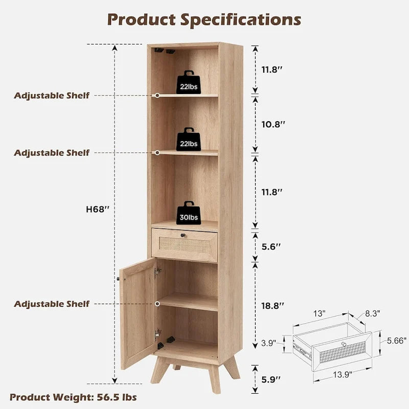 Meuble de rangement en lin en rotin naturel, armoire de rangement de serviettes de salle de bain moderne