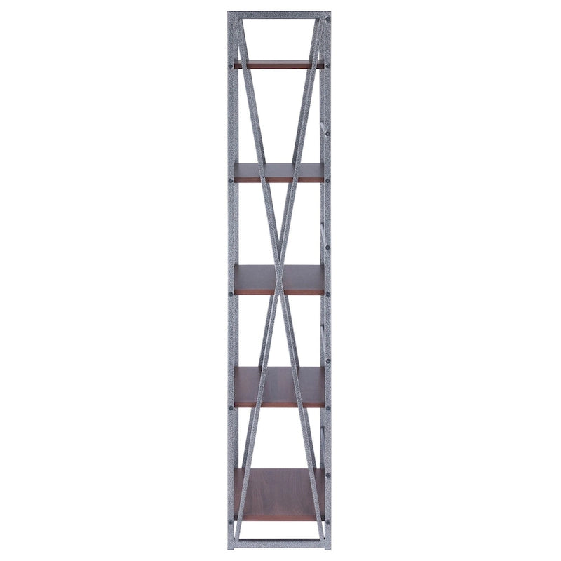 Étagère de rangement haute à 5 niveaux - 61,5 - Graphite et Noyer