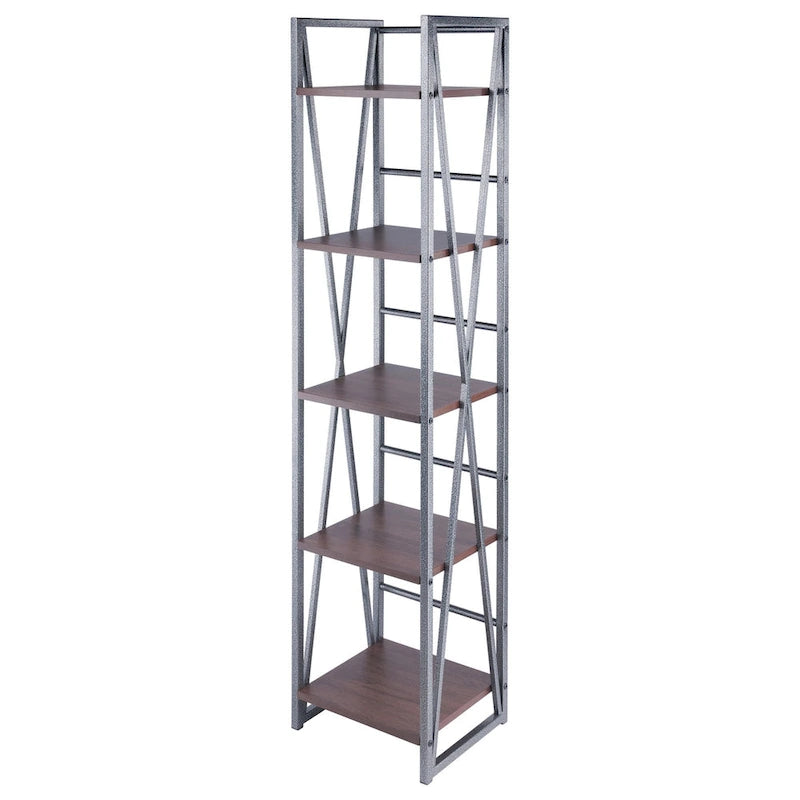 Étagère de rangement haute à 5 niveaux - 61,5 - Graphite et Noyer