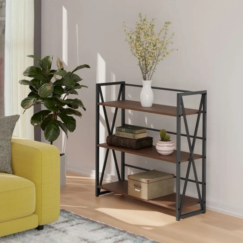 Étagère de Rangement Large à 3 Niveaux - 35,5 po - Graphite et Noyer