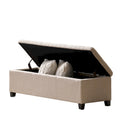 Banc de rangement ottoman, similicuir beige détaillé
