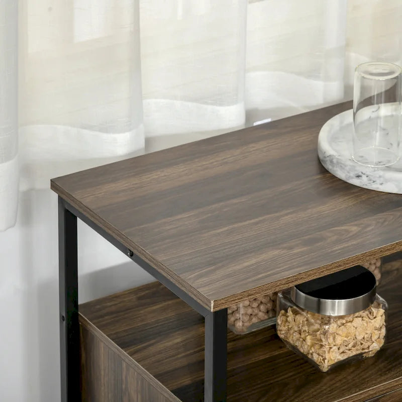 Buffet de cuisine rustique, armoire de service avec étagères réglables