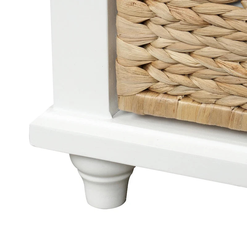 Banc de rangement avec tiroirs et paniers en rotin Banc à chaussures d'entrée