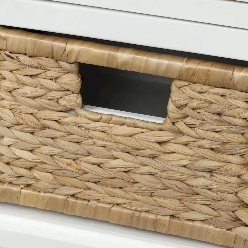 Banc de rangement avec tiroirs et paniers en rotin Banc à chaussures d'entrée