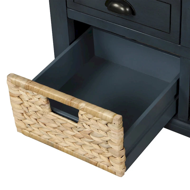 Banc de rangement avec tiroirs et paniers en rotin Banc à chaussures d'entrée