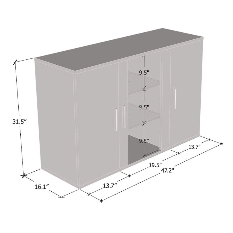 Enfilade moderne modulaire 3D de 119 cm
