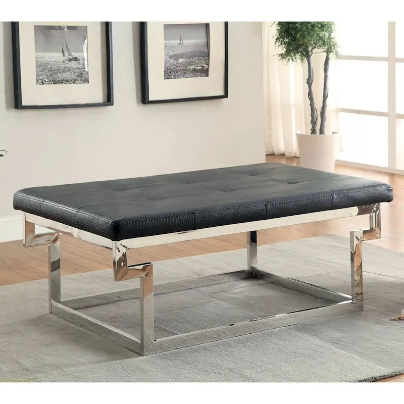 Banc d'appoint capitonné en métal contemporain