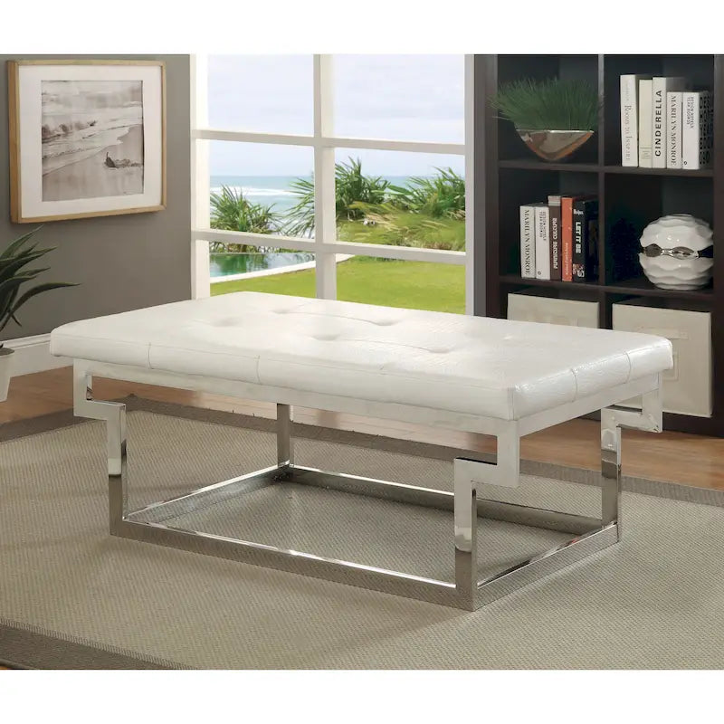 Banc d'appoint capitonné en métal contemporain