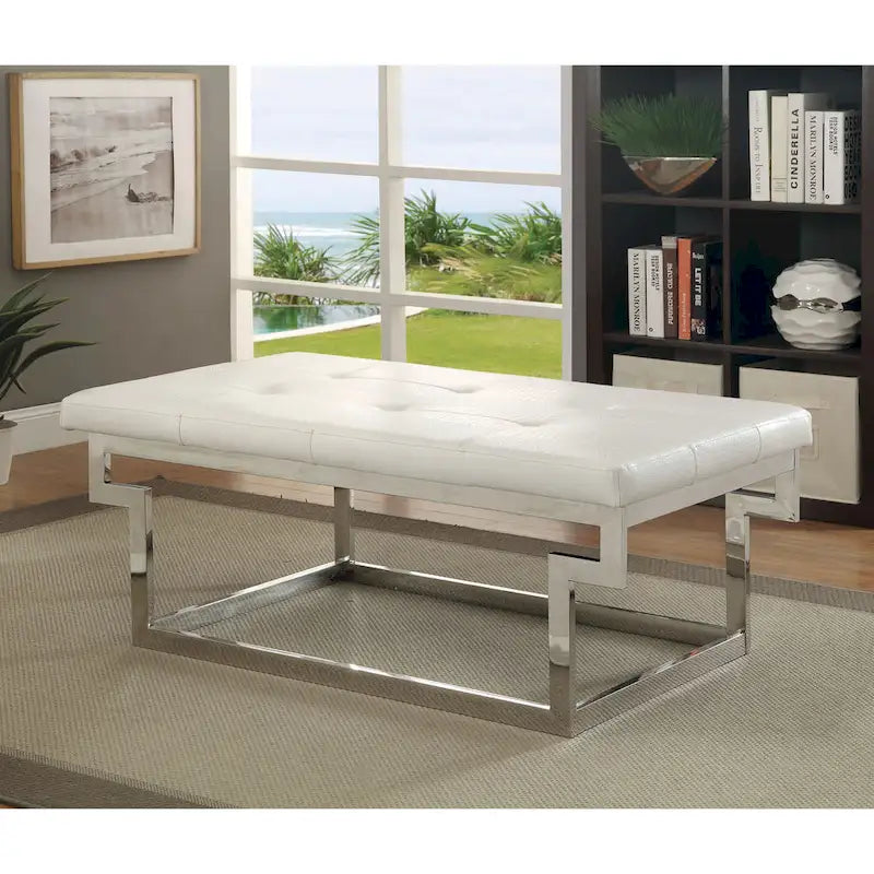 Banc d'appoint capitonné en métal contemporain