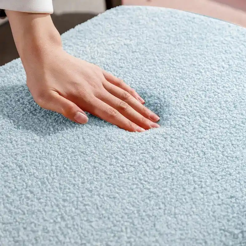 Banc de rangement ottoman en bouclette blanche pour salon et chambre