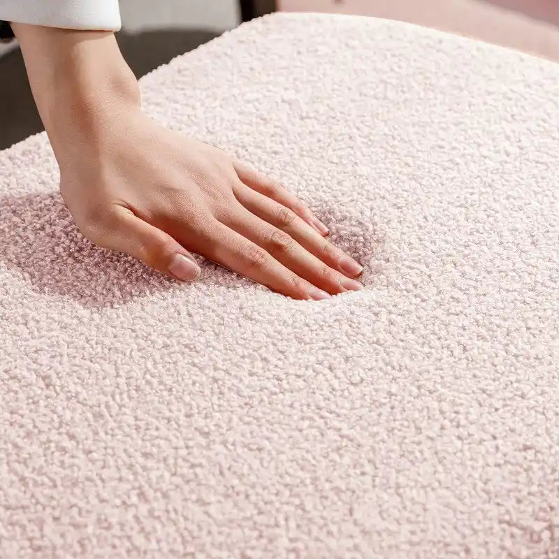 Banc de rangement ottoman en bouclette blanche pour salon et chambre
