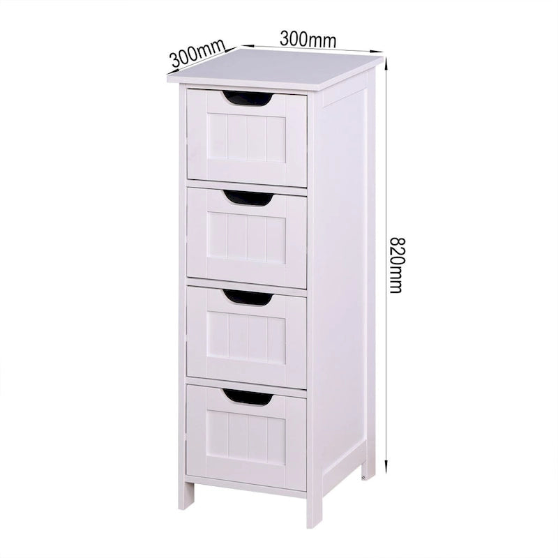 Meuble de Rangement de Salle de Bain Blanc, Meuble Autoportant avec Tiroirs