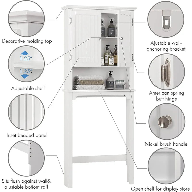 Rangement de salle de bain au-dessus des toilettes, Organiseur d'armoire de salle de bain