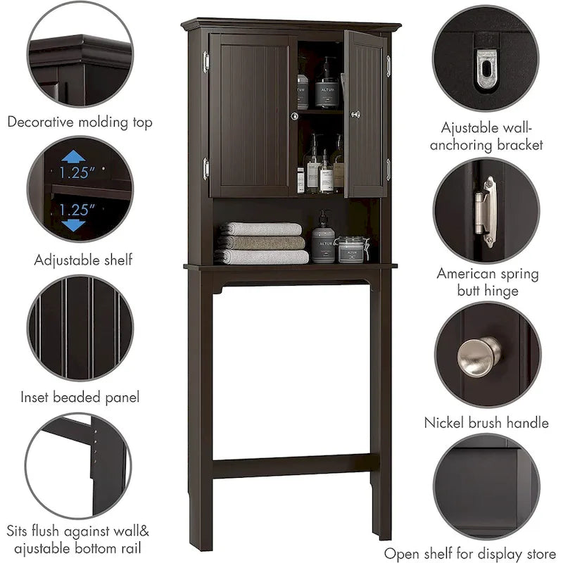 Rangement de salle de bain au-dessus des toilettes, Organiseur d'armoire de salle de bain