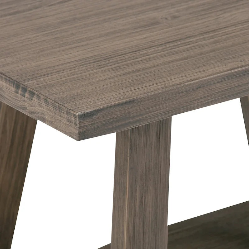 Banc d'entrée industriel en bois massif de 122 cm de large, couleur bois flotté