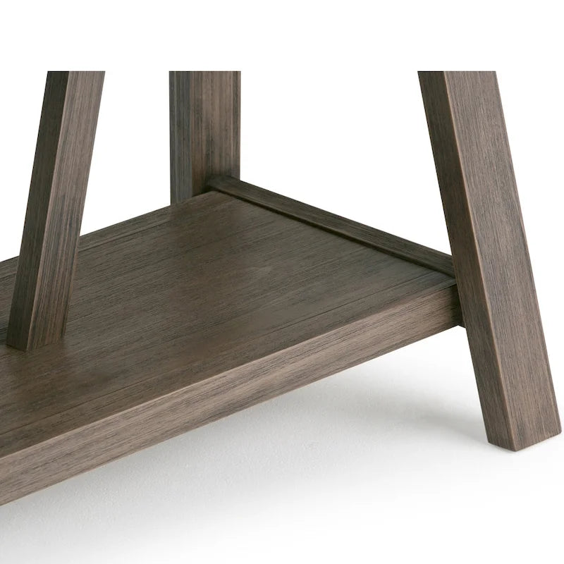 Banc d'entrée industriel en bois massif de 122 cm de large, couleur bois flotté