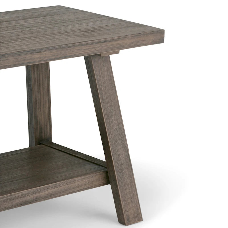 Banc d'entrée industriel en bois massif de 122 cm de large, couleur bois flotté
