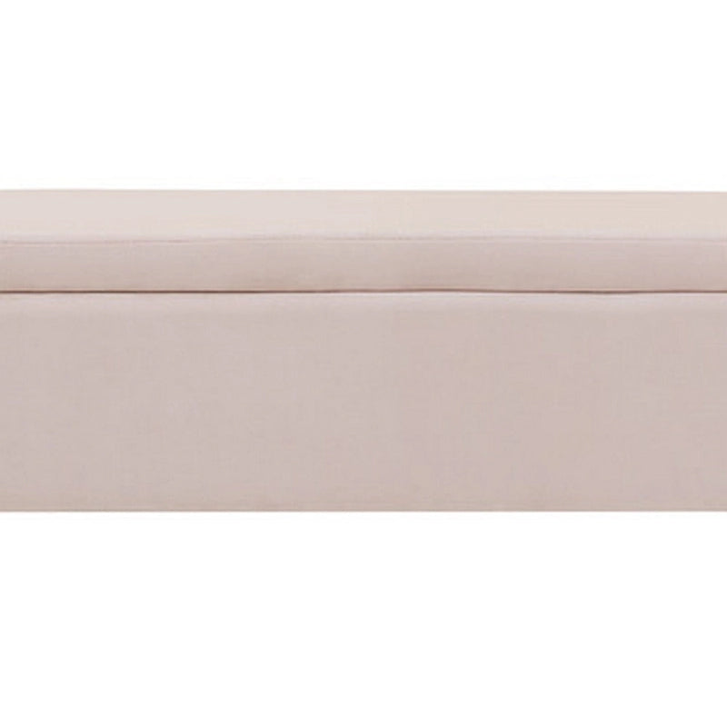 Banc ottoman avec rangement, rembourré, accoudoirs incurvés, velours rose