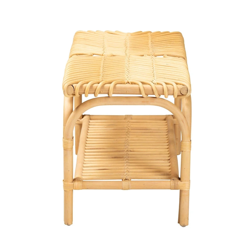 Banc d'appoint moderne bohème en rotin naturel marron