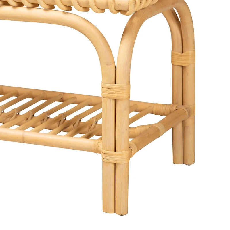 Banc d'appoint moderne bohème en rotin naturel marron
