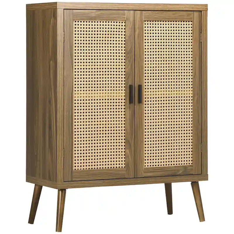 Meuble buffet avec portes décorées en rotin