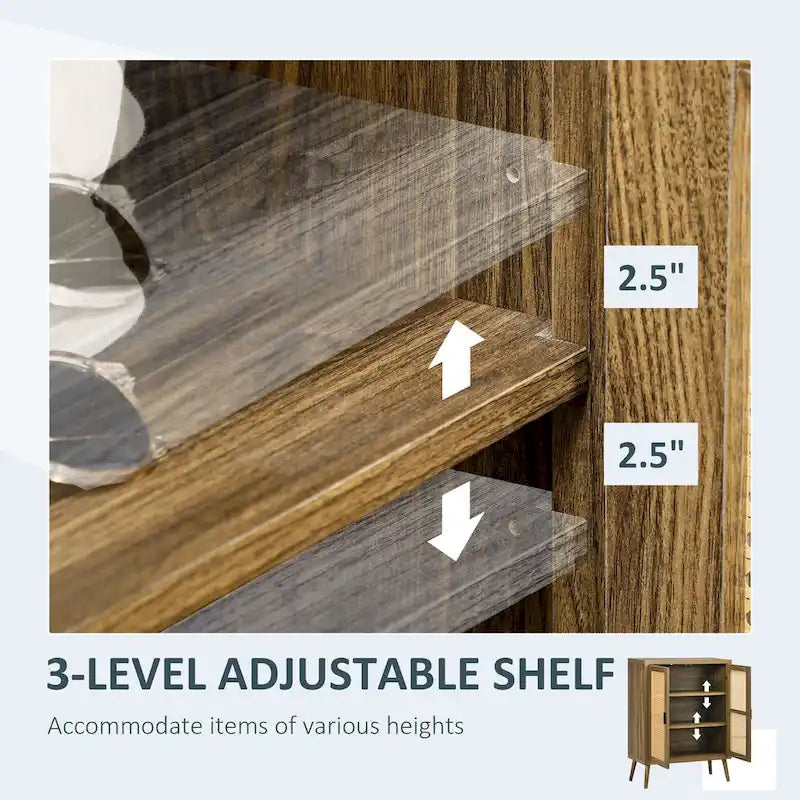 Meuble buffet avec portes décorées en rotin