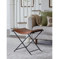 Banc d'appoint en cuir cannelle et selle
