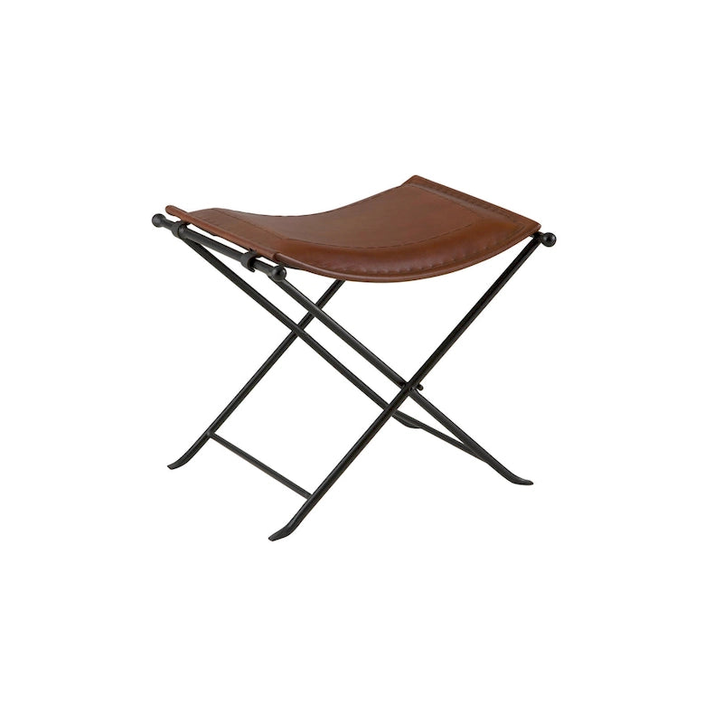 Banc d'appoint en cuir cannelle et selle