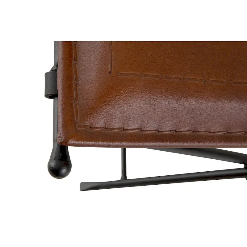 Banc d'appoint en cuir cannelle et selle
