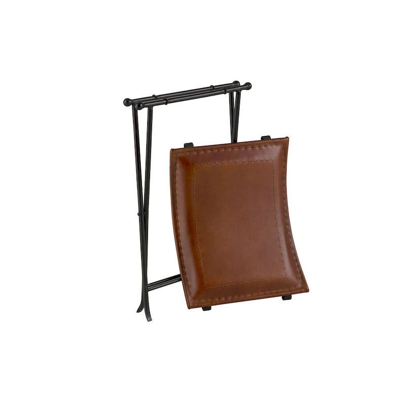 Banc d'appoint en cuir cannelle et selle