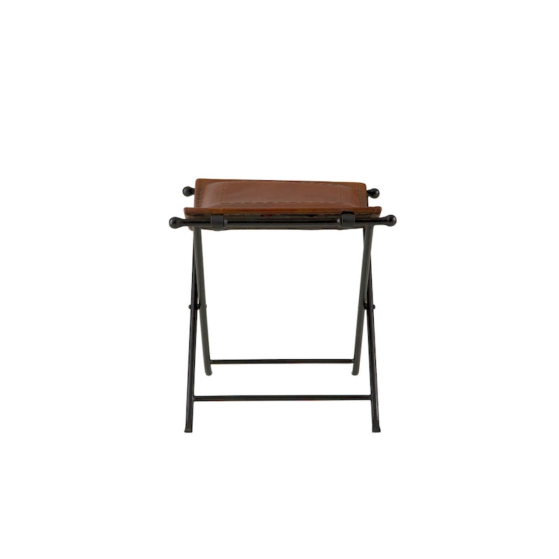 Banc d'appoint en cuir cannelle et selle