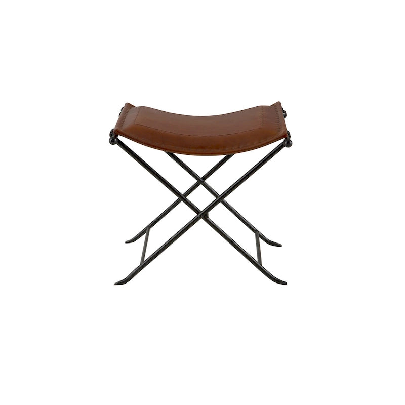 Banc d'appoint en cuir cannelle et selle