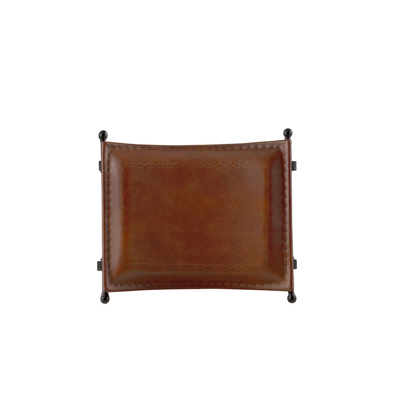 Banc d'appoint en cuir cannelle et selle