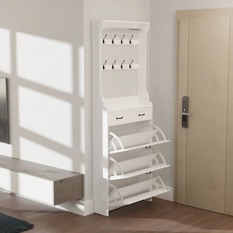 Meuble de rangement pour chaussures en bois, 24 paires, pliable, compartiments