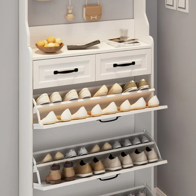 Meuble de rangement pour chaussures en bois, 24 paires, pliable, compartiments