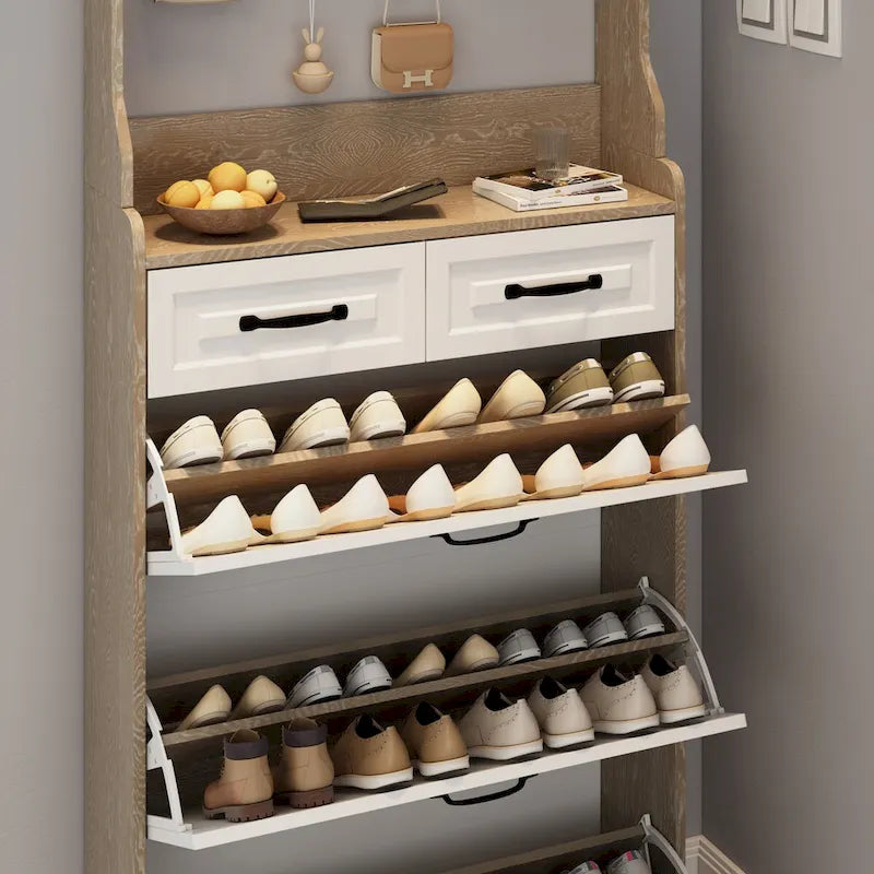 Meuble de rangement pour chaussures en bois, 24 paires, pliable, compartiments